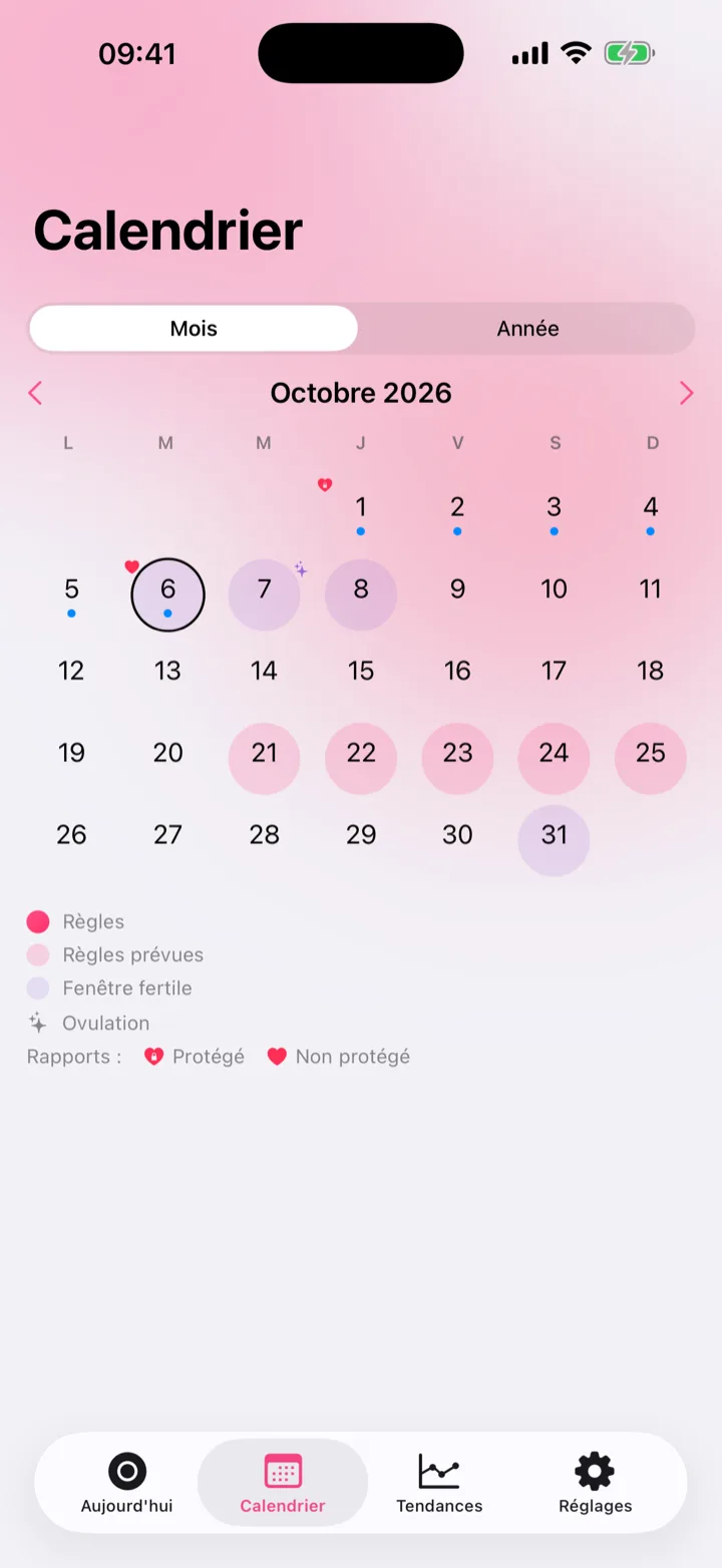 Month calendar in gradients